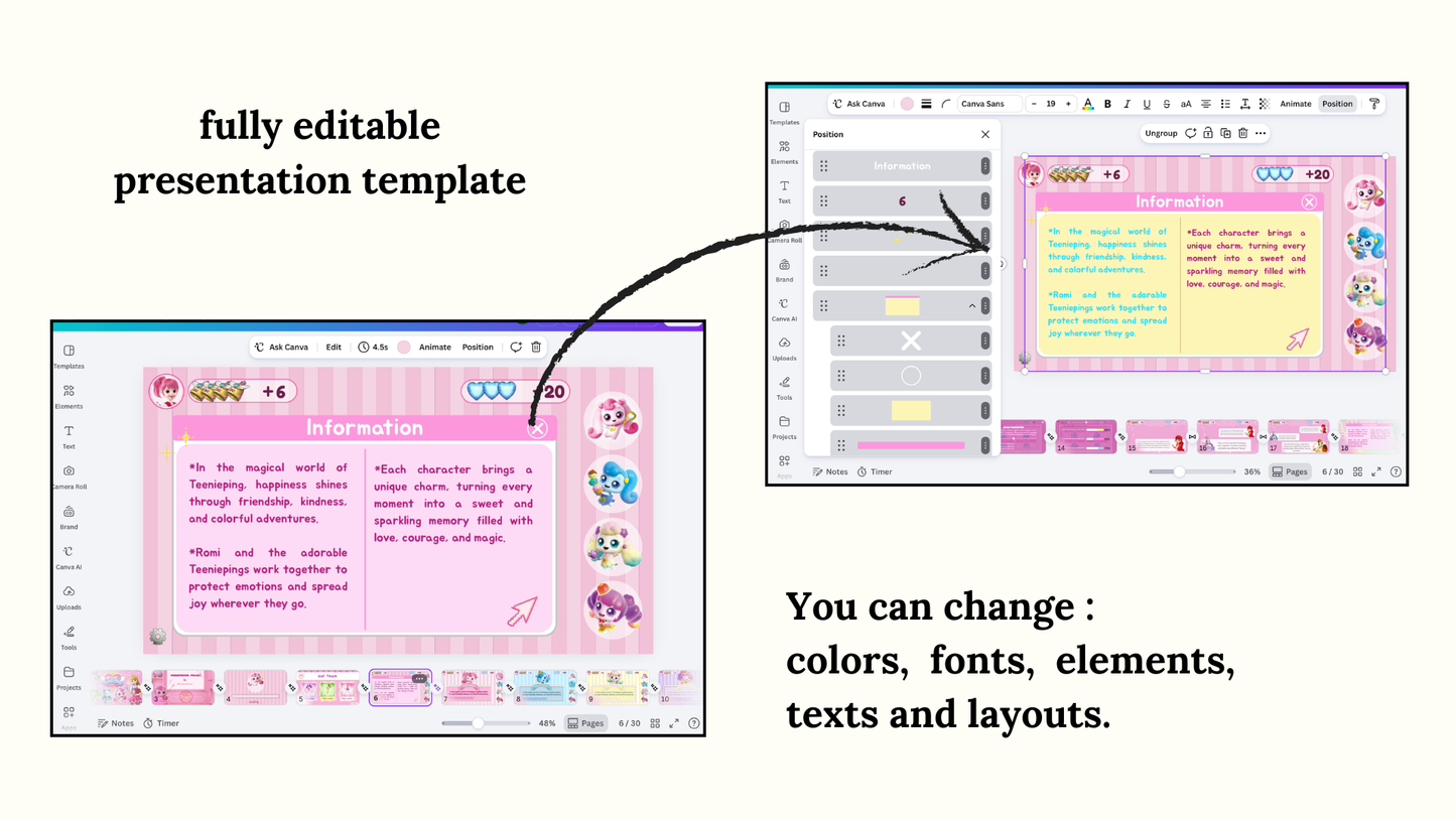 Cute Magical Princess canva Presentation Template – Inspired by Kawaii Fantasy Characters