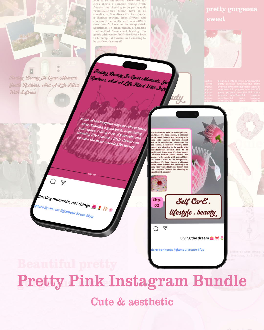 Pretty Pink Girly Instagram Post Template Bundle 30 Editable Canva Instagram Posts (4:5 Ratio)