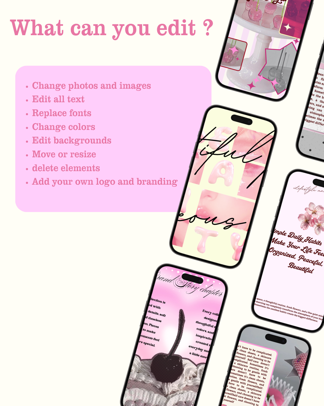 Pretty Pink Girly Instagram Post Template Bundle 30 Editable Canva Instagram Posts (4:5 Ratio)