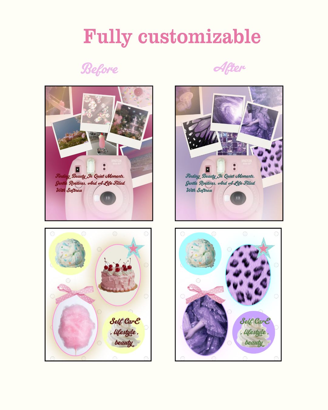 Pretty Pink Girly Instagram Post Template Bundle 30 Editable Canva Instagram Posts (4:5 Ratio)